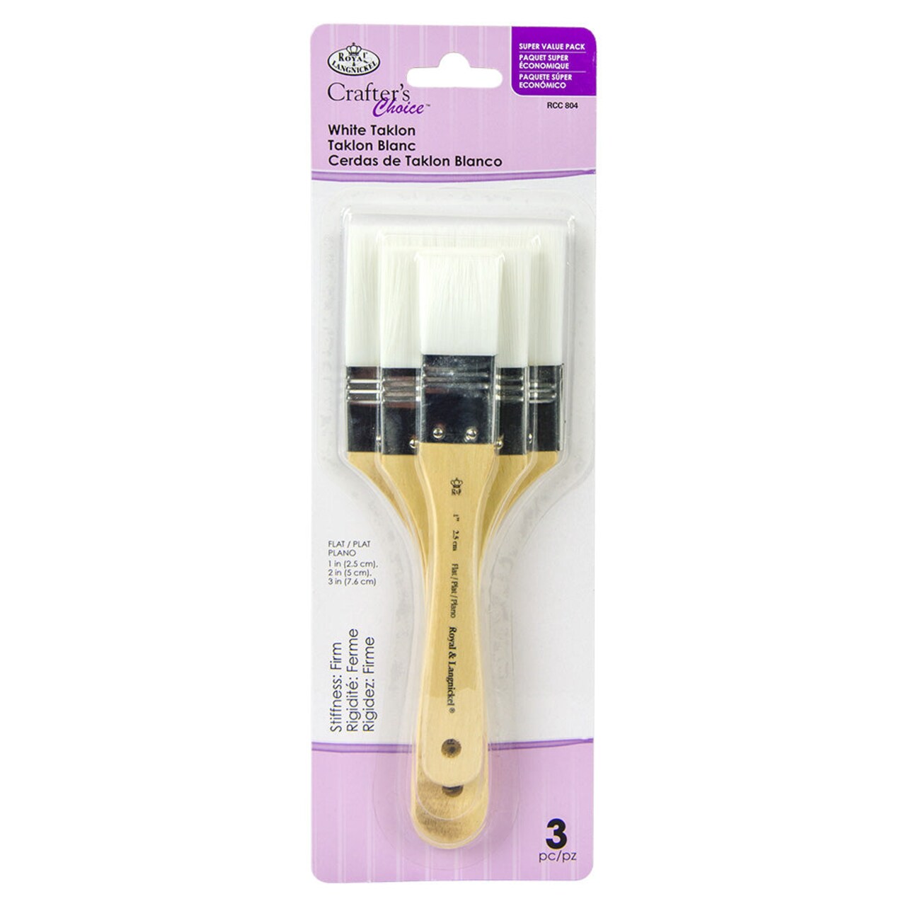 RCC 804 | Crafter's Choice™ 3pc White Taklon Large Area Flat Brush Set